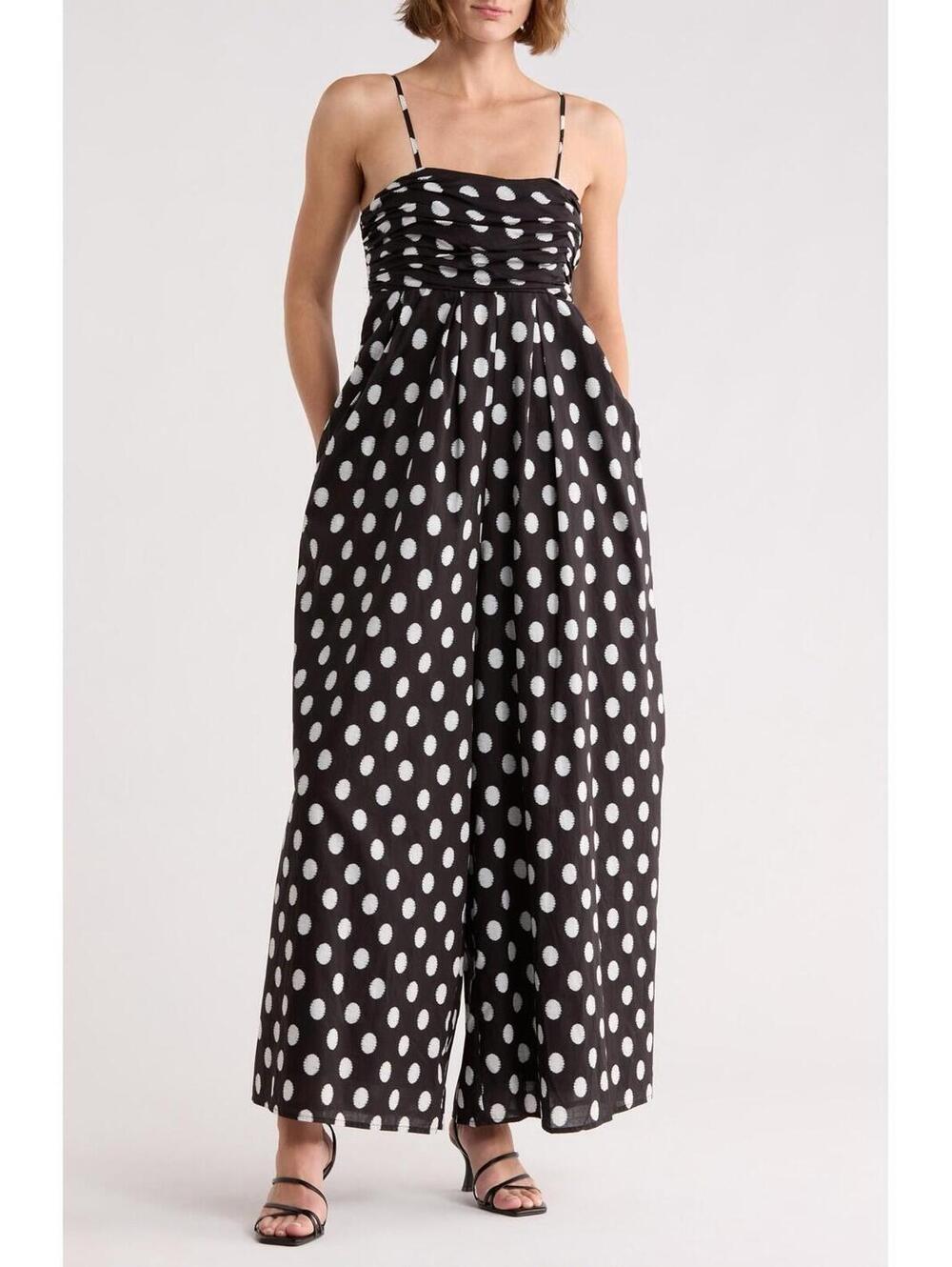 New Hutch Ottie Polka Dot Wide Leg Jumpsuit In Black Size M $308